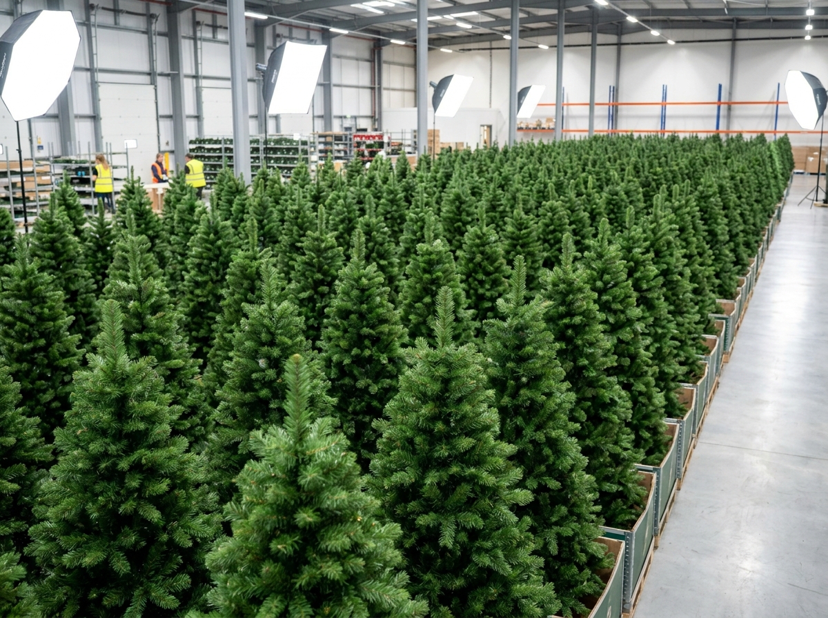 Artificial Christmas tree production floor in Guangzhou